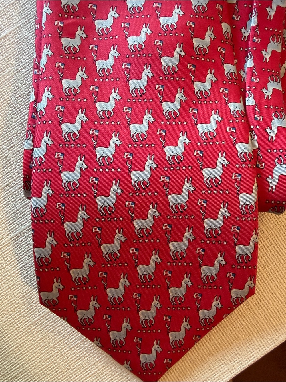New England Classics Sero 100% silk Red Democrat Donkey Print Tie